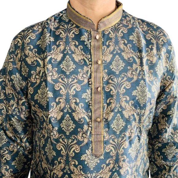 Mens Silk Digital print super soft Indian Kurta Set - Picture 3 of 6